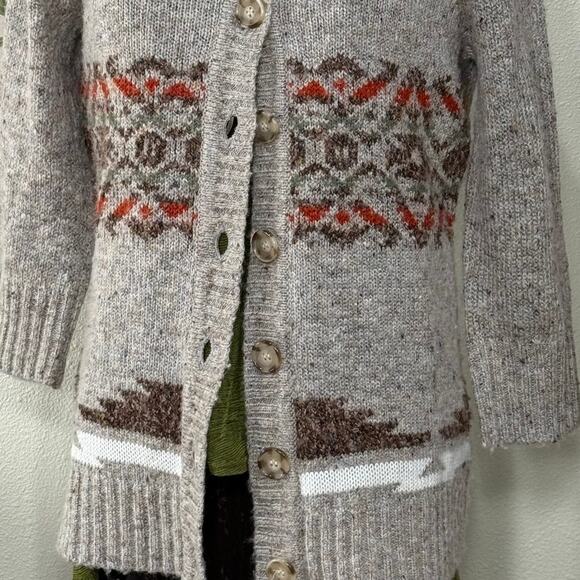 Y2k Aztec Hooded Cardigan Sweater Southwestern Whimsy Twee Coastal Cowgirl MP M - Picture 4 of 7